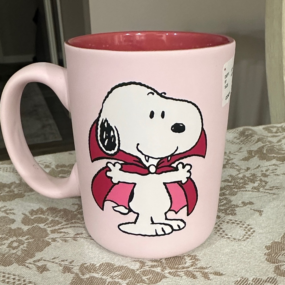 New Peanuts Pink Snoopy Vampire Ceramic Mug